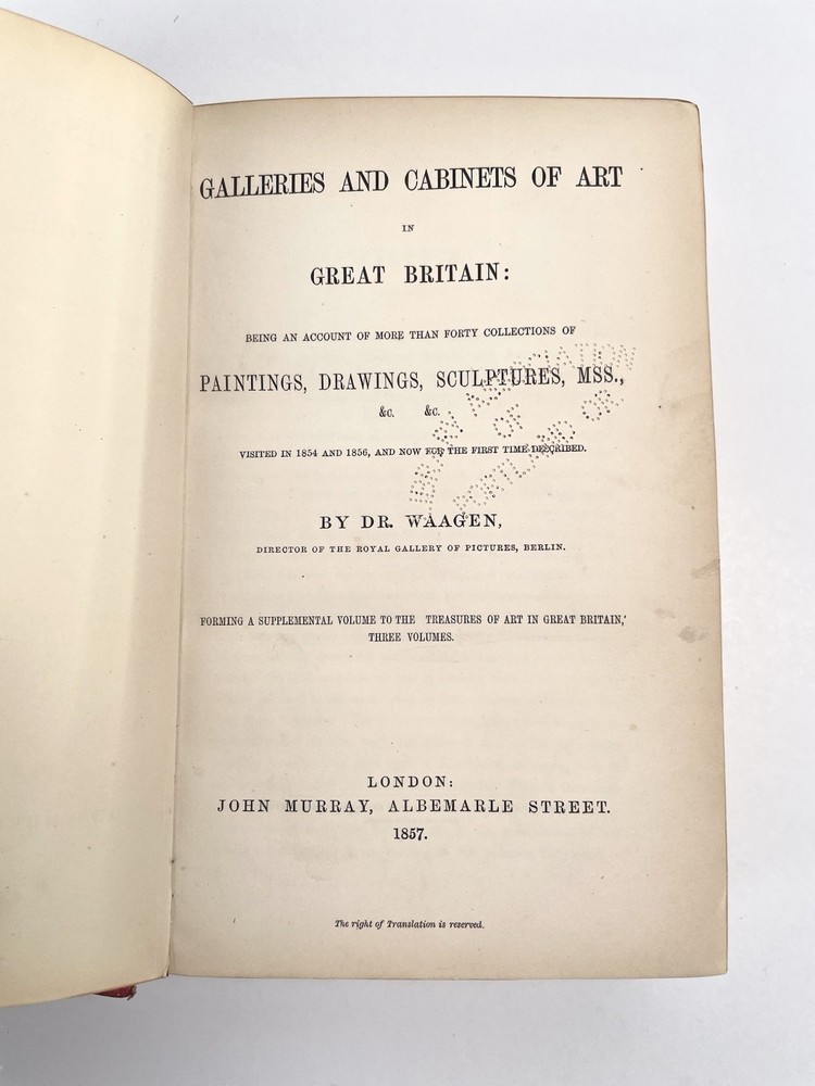 Antique 1857 Galleries And Cabinets Of Art In Great Britain Book Hardcoverbound