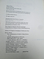 Condemnation of Little B. by Elaine Brown Beacon Press 2002 HCDJ