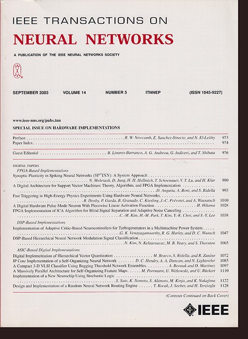 IEEE Transactions on Neural Networks: Special Issue on Hardware Implementation..