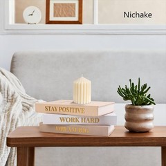 Set of 3 Linen Covered Decorative Books for Home Office Decor-Gold Foil Stamping