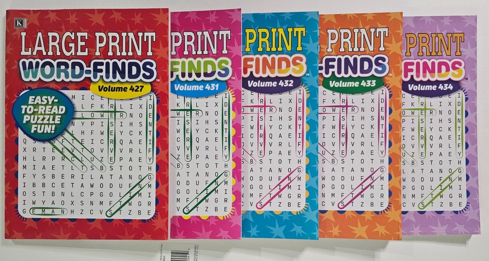 5 Large Print Word-Finds Puzzle Books Kappa Games Vol #427-434 ~ Search,Hunt NEW