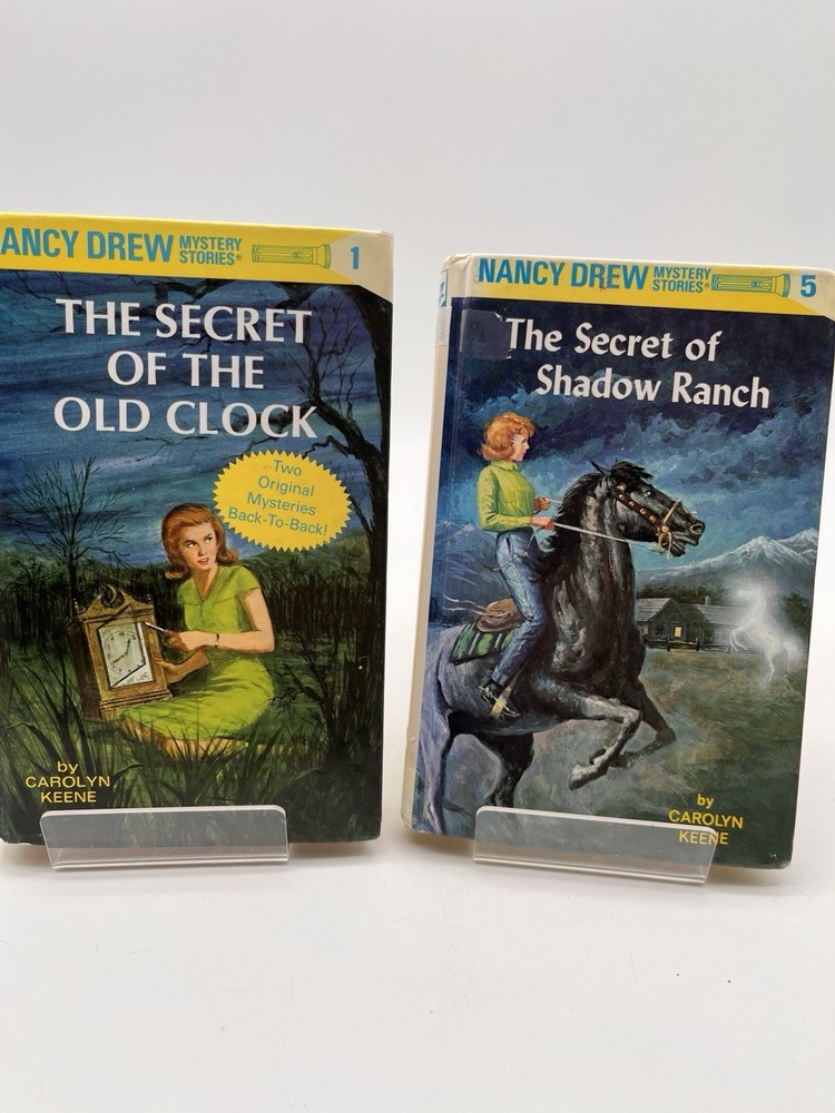 Nancy Drew Mystery Stories 2 Book Lot- 2-in-1 book (#1 & 2) & #5 Hardcover