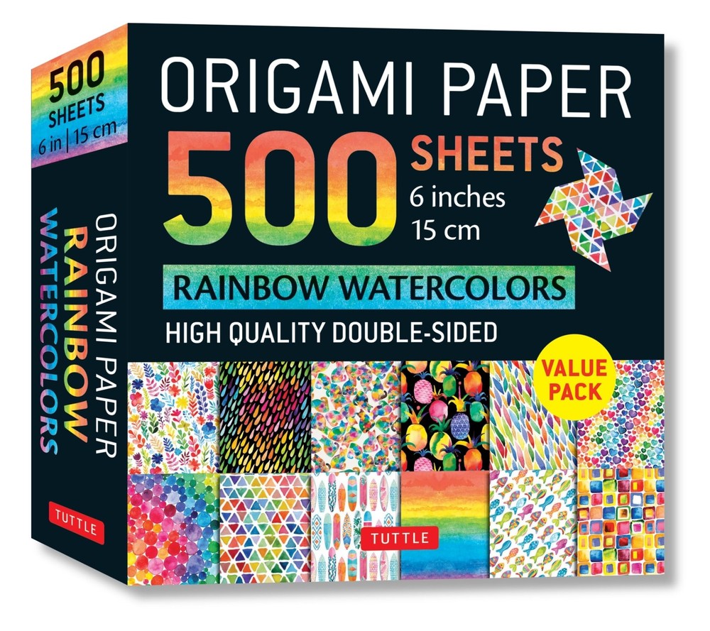 Origami Paper 500 sheets Rainbow Watercolors 6″ 15 cm Tuttle Origami Paper Do…