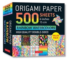 Origami Paper 500 sheets Rainbow Watercolors 6″ 15 cm Tuttle Origami Paper Do…