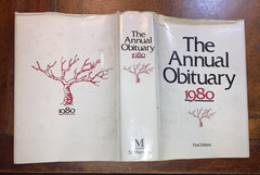 The Annual Obituary 1980 First Edition Hardcover St. Martin’s Press w DJ 874 pgs