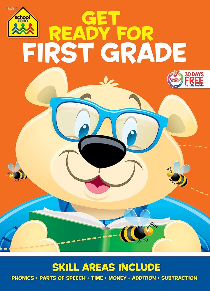 School Zone Get Ready for First Grade Workbook: 256 Pages, 1st Grade, Phonic…