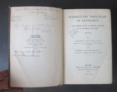 Antique 1921 ELEMENTARY PRINCIPLES OF ECONOMICS HARDCOVER BOOK Ely Wicker School