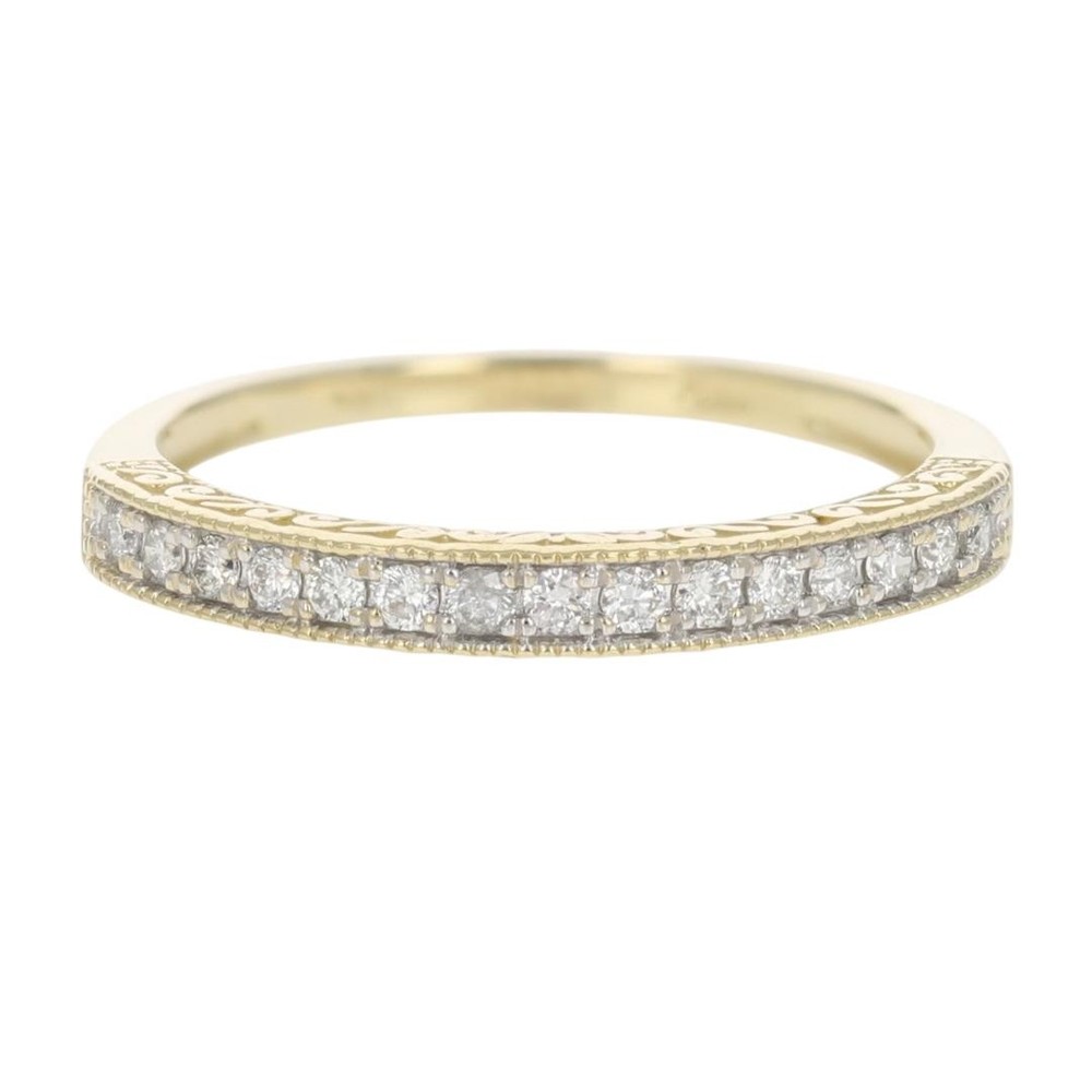 .19ctw Diamond Pavé Milgrain Scroll Wedding Band Ring 14k Yellow Gold Size 7.75
