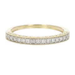 .19ctw Diamond Pavé Milgrain Scroll Wedding Band Ring 14k Yellow Gold Size 7.75