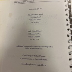 Savoring the Seasons Miller & Driscoll Cookbook Seasonal Recipes HC