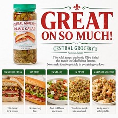 Authentic New Orleans Olive Salad 16 oz – Italian Muffuletta Spread, Relish for