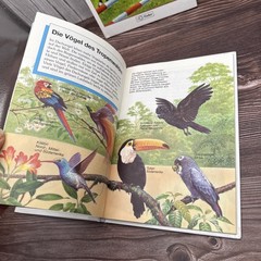 2 German Childrens Books HC Animals Horses Pony Jungle Tiger Fisher Reader Lot