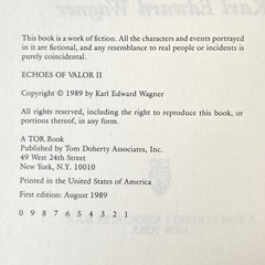 Echoes of Valor II – Karl Edward Wagner (1st edition 1st print HC) Tor, 1989