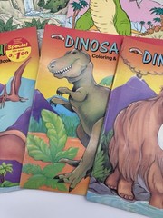 Vintage Lot of 5 DINOSAUR Coloring Books Most Unused But One Has Marks