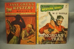 6 vintage old worn Western action paperback books novel classics Zane Grey etc.