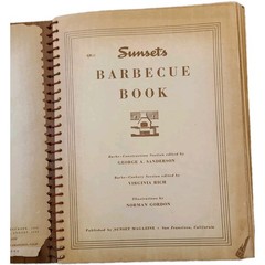 Antique 1939 Sunset’s Barbecue Book Redwood Cover 2nd Edition Spiral Binding