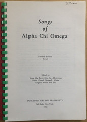 Songs of Alpha Chi Omega, 1952 paperback 11th Ed. Revised, 112 pages w/ 64 songs