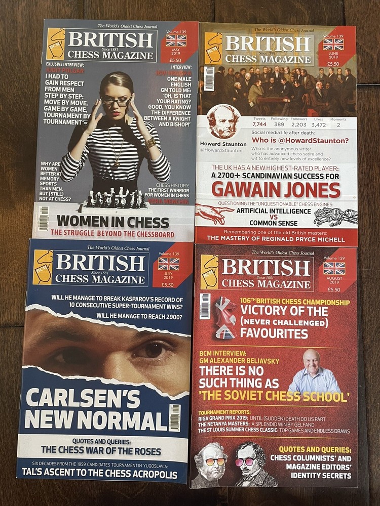 British Chess Magazine May 2019-August 2019 Lot Of 4 New Publications