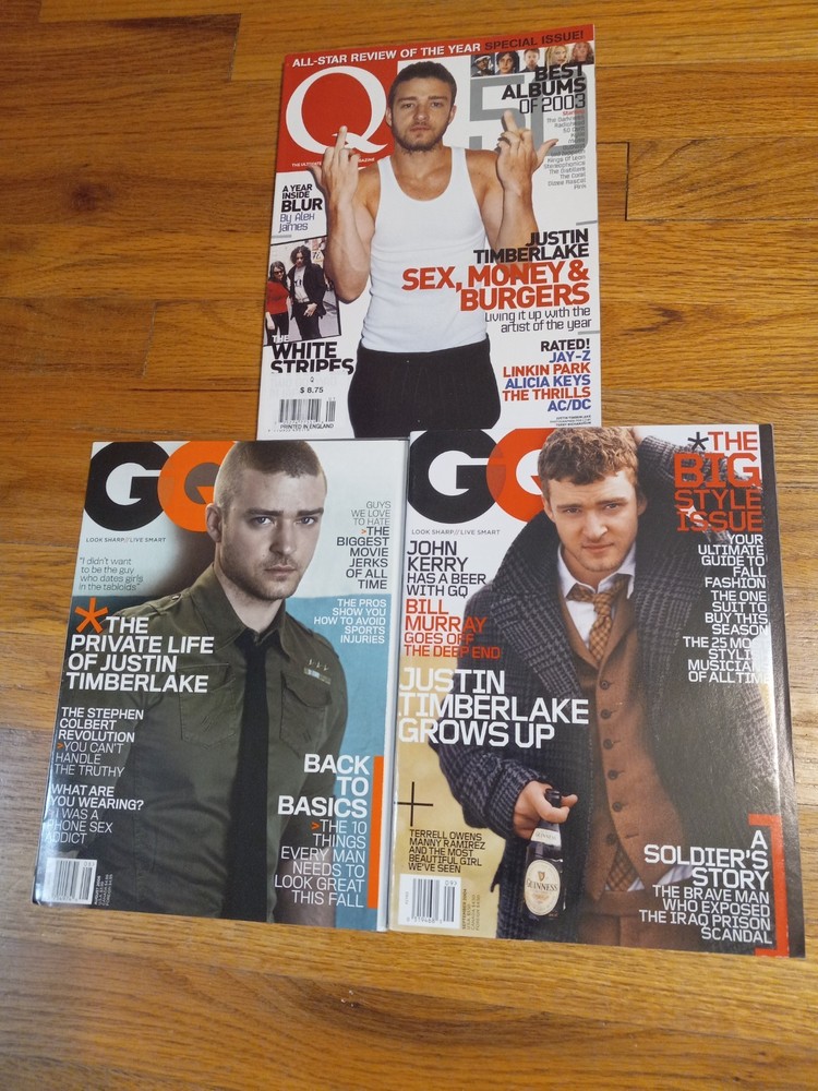 Justin Timberlake Magazine Lot GQ Sept 2004 & Aug 2006 / Q January 2004
