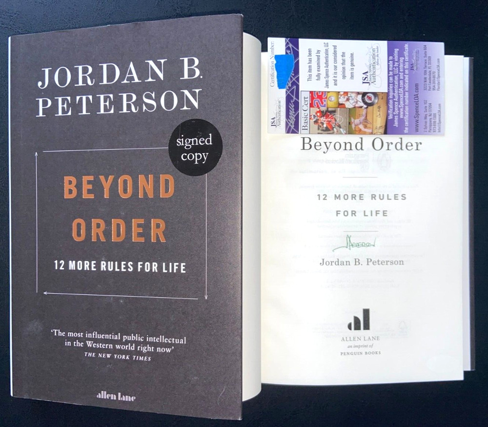 JORDAN B PETERSON SIGNED BEYOND ORDER 1ST HC BOOK 12 MORE RULES FOR LIFE JSA