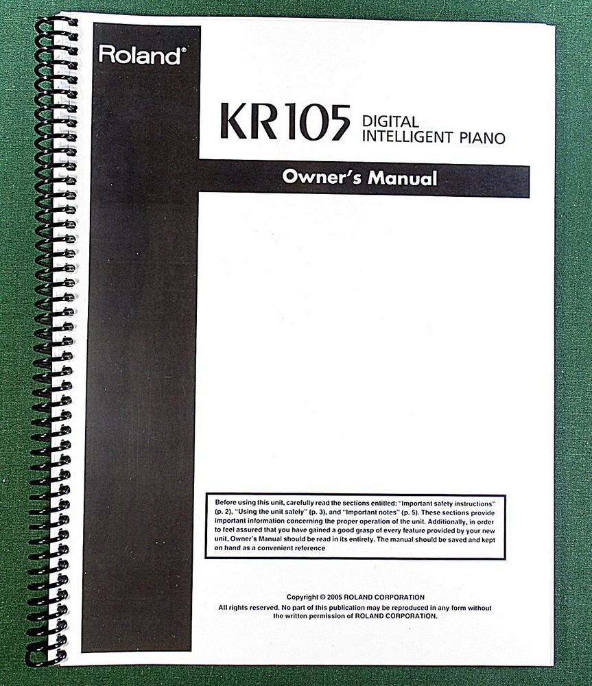 Roland KR-105 Owner’s Instruction Manual: 176 Pages & Protective Covers!