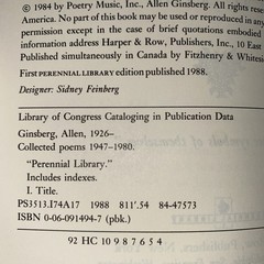 Allen Ginsberg / COLLECTED POEMS 1947-1980 / First Edition/4th Print Vintage PB