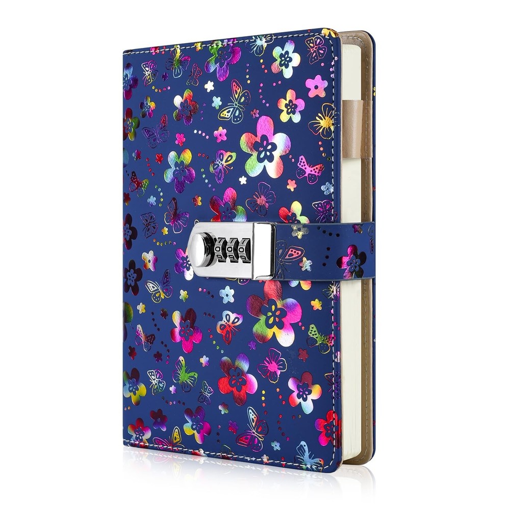 Diary with Lock for Women A5 PU Leather Journal 240 Pages Password Multicolor