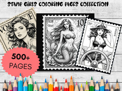 Adult Coloring Pages Antique Stamp Girls 500+ Printable Pages