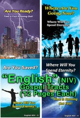 ENGLISH(NIV) Gospel Tracts in 4 Pack of 40 units in 4 Covers, 12 Pages Each