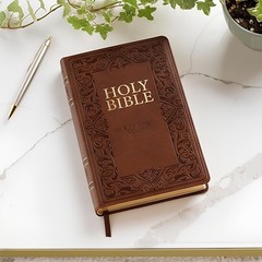 The Holy Bible Kings James Version Bible Thumb Indexed Red Letter / Brown NEW***