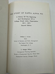 The Story Of Kappa Alpha PSI William L Crump C Rodger Wilson 1972 Second Edition