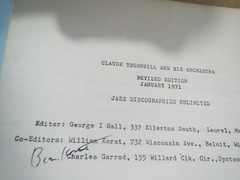 Claude Thornhill Discography, Jazz Discographies Unlimited 24 pages circa 1971