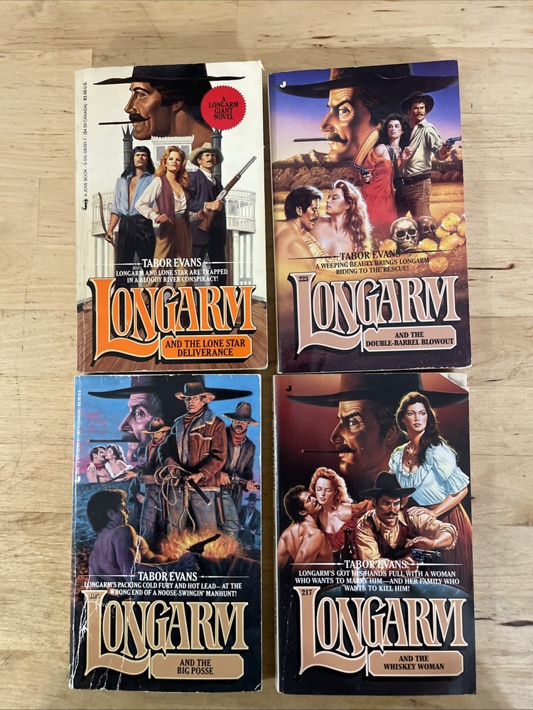 4 paperbacks by Tabor Evans – Longarm Novel + 105, 217 and 223