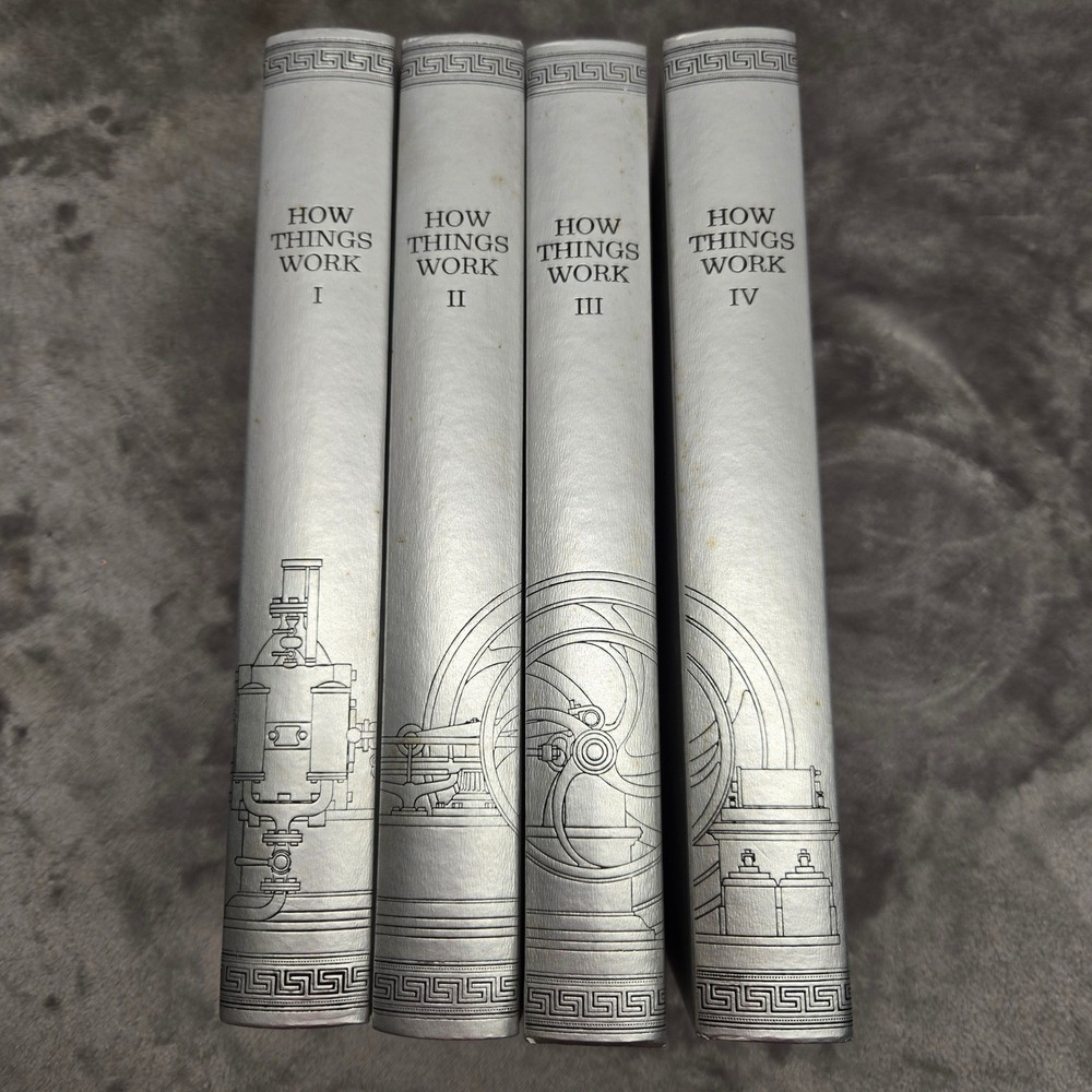 How Things Work Volumes I-IV Set Vintage Silver Hardcover Science Encyclopedia