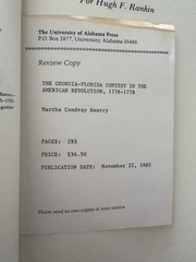The Georgia-Florida Contest in the American Revolution By Searcy (1985) HC DJ