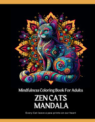 Mandala coloring book for adults for Cats Lovers Made in USA 40 Designs.