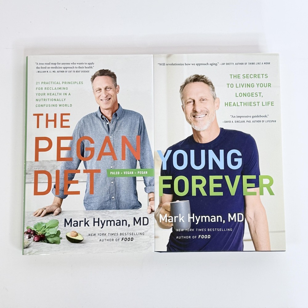 Lot 2 Mark Hyman HC Books The Pegan Diet Young Forever Health & Longevity Set