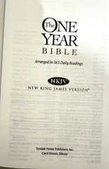 The One Year Bible NKJV Tyndale Paperback Clean No Markings