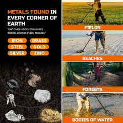 Metal Detector for Adults, Professional Waterproof Gold & Silver Detector, Recha
