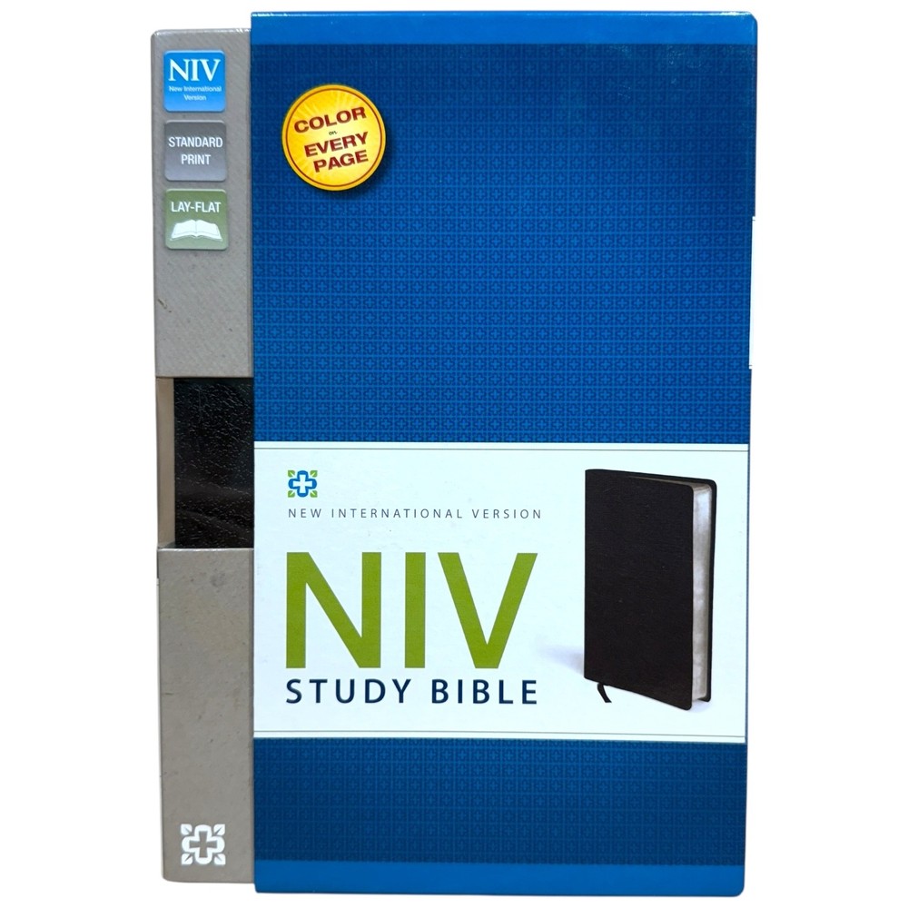 NIV Study Bible by Zondervan 2011 Black Leather with Silver Gilded Edges