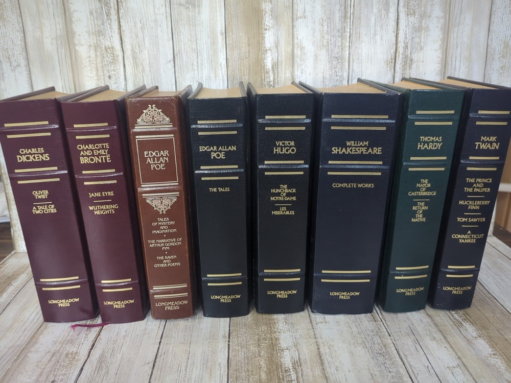 8 Longmeadow Press Bonded Leather Books – all the classics in great condition