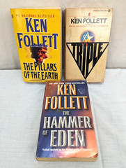 Ken Follet Novels Lot of 3 Triple The Pillars of The Earth & The Hammer of Eden