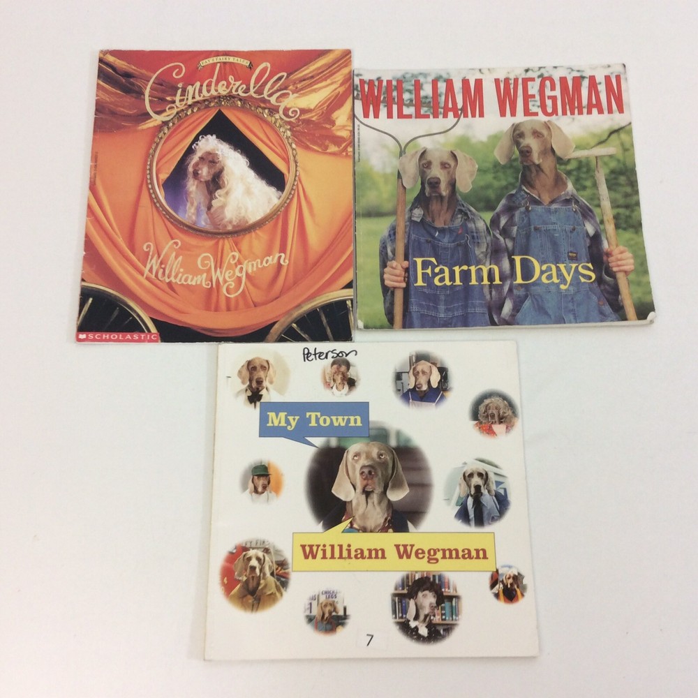 William Wegman Cinderella Farm Days My Town 3 Picture Story Book Lot