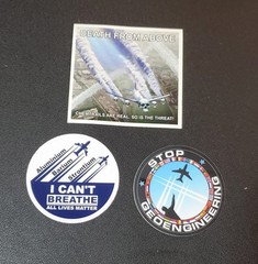 CHEMTRAILS GEO-ENGINEERING STICKERS 5 YEAR WARRANTY Variety Pack (3)