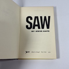 Saw By Steve Katz Hardcover First Edition 1972 Borzoi Book USA SCI Fi
