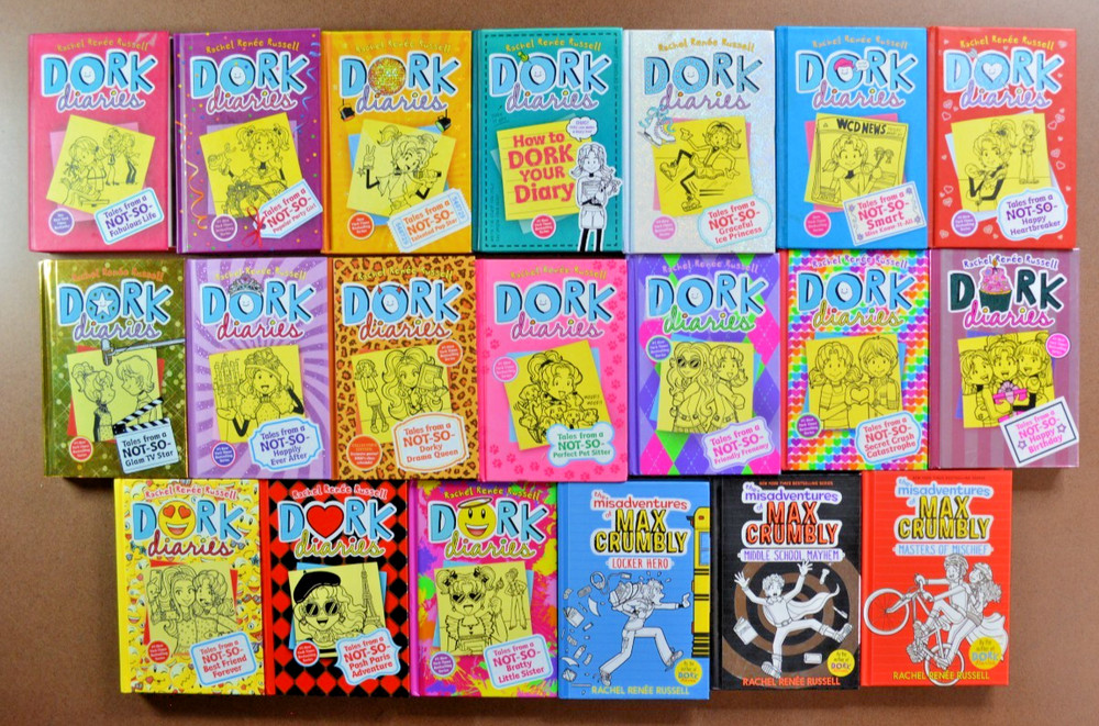 Set of 20 HB DORK DIARIES Books 1-16 by Rachel Renee Russell plus Max Crumbly