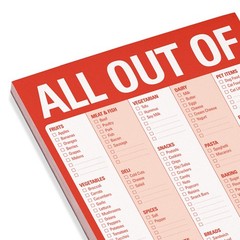 All Out Of Grocery List Note Pad, 6 x 9-inches (Red)
