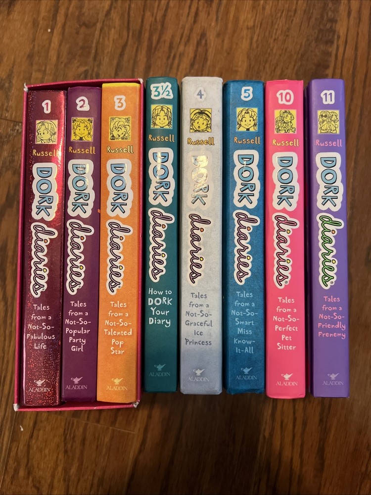 Dork Diaries lot of 8 Hardback Books 1-5, 3 1/2, 10-11 Rachel Renee Russell VG