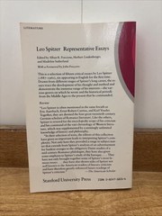 Leo Spitzer : Representative Essays Stanford Press Paperback (3)