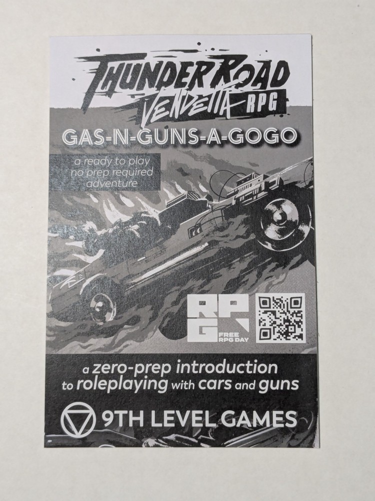 Thunder Road Vendetta RPG – Gas-n-Guns-a-Gogo – 9th level game Free RPG Day 2025